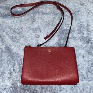 MCM Milla Double Zip Crossbody in burgundy